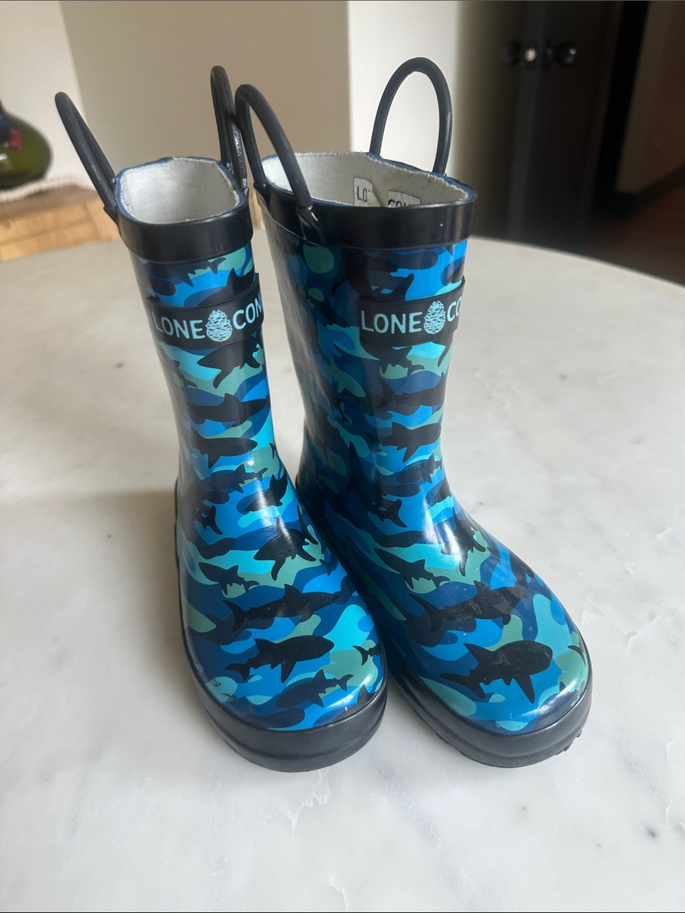 Lone Cone Kids' Blue Shark Camo Rain Boots